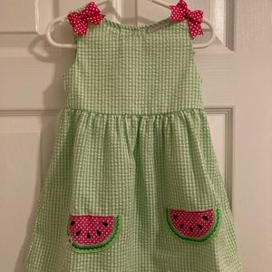 Rare Edition Watermelon Seersucker Dress 2T